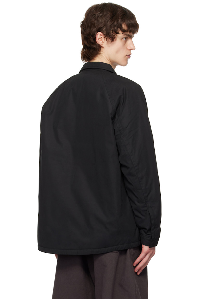 Padded recycled polyester- and cotton-blend twill jacket. 

· Spread collar
· Concealed button closure
· Logo embroidered at chest
· Flap pockets
· Raglan sleeves
· Press-stud fastening at cuffs 
· Full quilted satin interior

Supplier color: Black