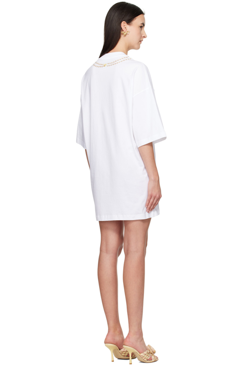 Organic cotton jersey minidress.

· Rib-knit crewneck
· Logo and text printed at front
· Logo graphic printed at front and back
· Dropped shoulders
· Unlined

Supplier color: Multi white