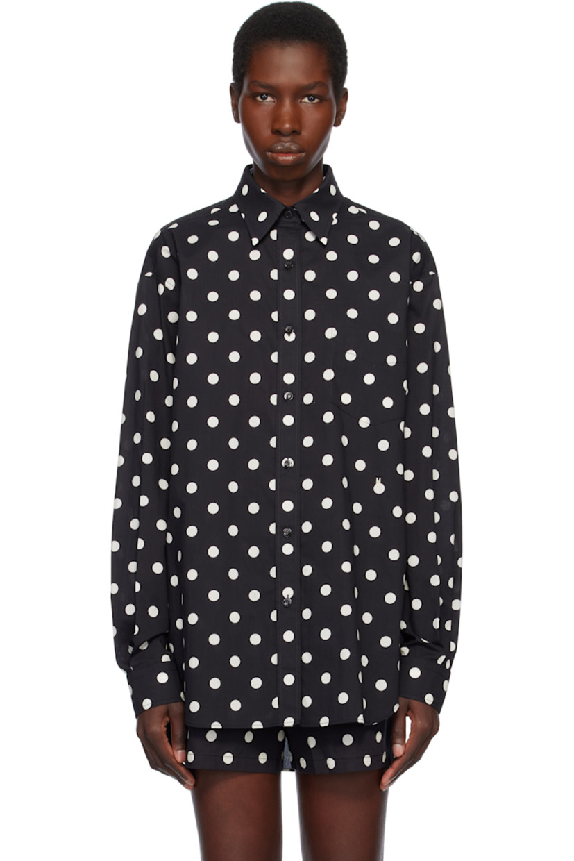 Cotton voile shirt. Polka-dot pattern printed throughout.

· Spread collar
· Button closure
· Patch pocket
· Logo embroidered at front
· Droptail hem
· Pleated single-button barrel cuffs
· Twin pleats at back yoke
· Logo-engraved hardware

Supplier color: Multi/Black