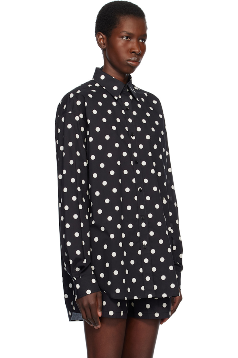 Cotton voile shirt. Polka-dot pattern printed throughout.

· Spread collar
· Button closure
· Patch pocket
· Logo embroidered at front
· Droptail hem
· Pleated single-button barrel cuffs
· Twin pleats at back yoke
· Logo-engraved hardware

Supplier color: Multi/Black