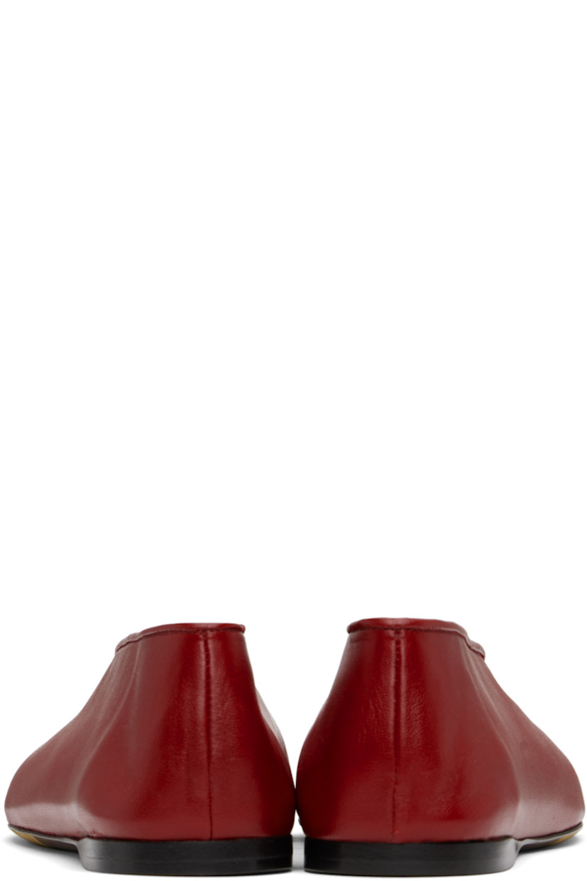 Grained faux-leather ballerina flats in red.

· Piping at collar 
· Canvas lining 
· Suede sole 

Supplier color: Red