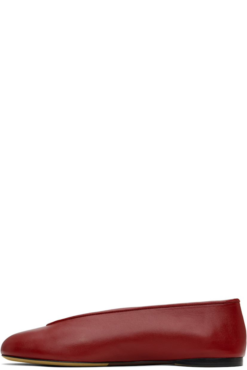 Grained faux-leather ballerina flats in red.

· Piping at collar 
· Canvas lining 
· Suede sole 

Supplier color: Red