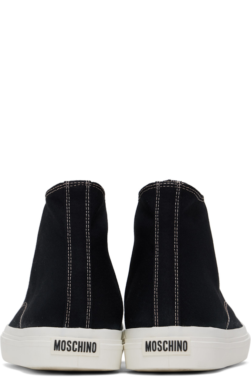 High-top canvas sneakers in black. 

· Square rubber-cap toe
· Lace-up closure
· Rubberized logo patch at heel counter
· Twill lining
· Treaded rubber sole
· Contrast stitching in white

Supplier color: Black