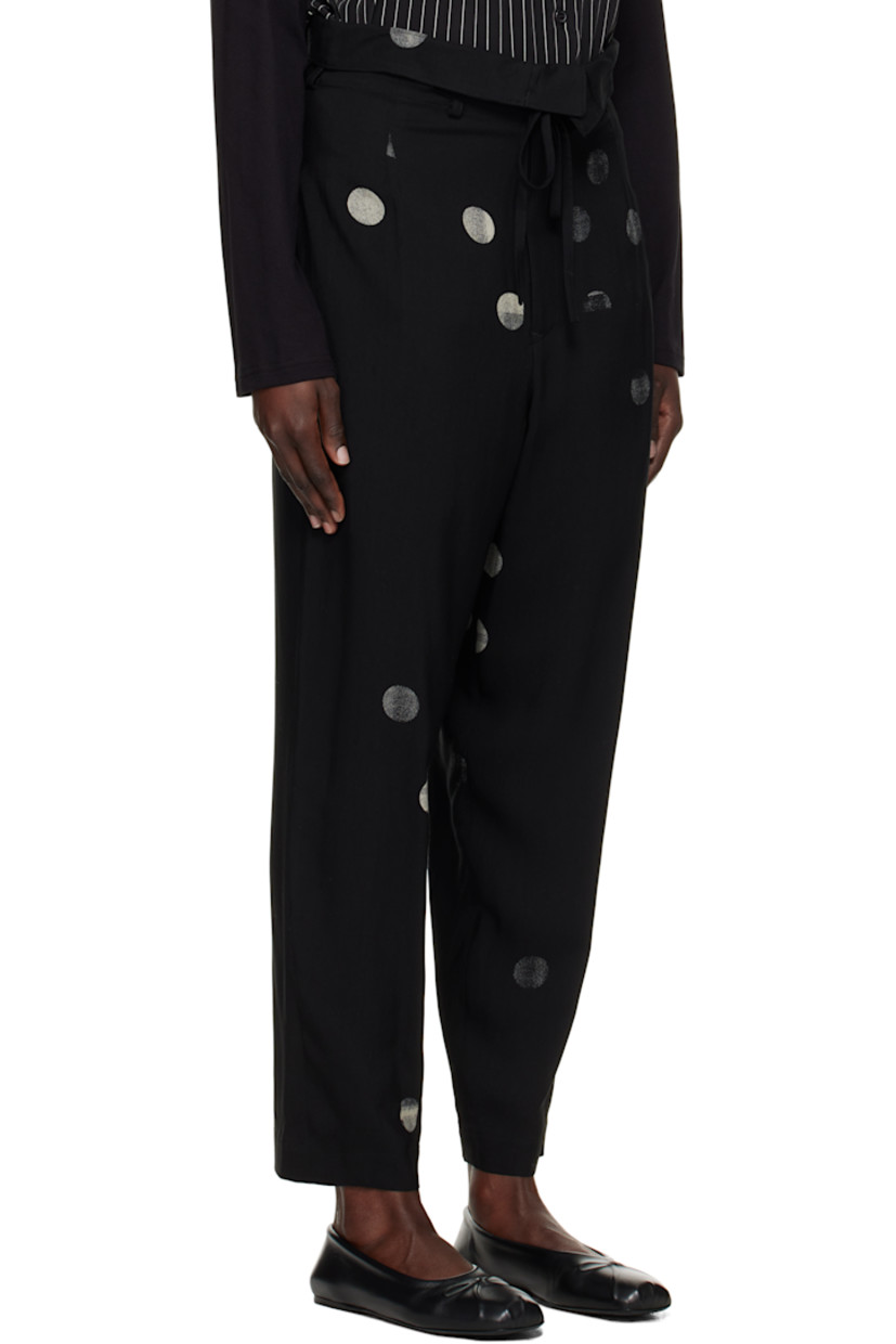 Rayon- and cupro-blend twill trousers. Dot pattern printed throughout. 

· High-rise
· Belt loops
· Self-tie drawstring at waistband
· Four-pocket styling
· Zip fly

Supplier color: Black
