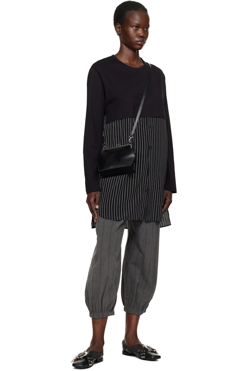 Cotton twill trousers. Stripes throughout. 

· Belt loops
· Concealed drawstring at waistband
· Four-pocket styling
· Zip fly
· Welt pocket at front
· Cropped legs
· Elasticized cuffs 

Supplier color: Grey