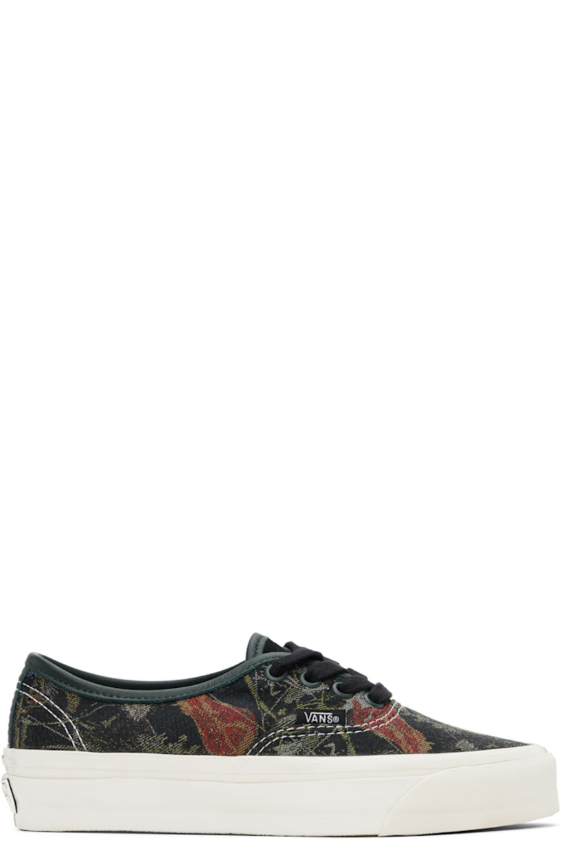 Low-top twill sneakers in black.

· Jacquard floral pattern throughout
· Lace-up closure
· Logo flag at outer side
· Padded Sola ADC foam footbed
· Canvas lining
· Rubberized logo patch at heel
· Treaded rubber sole
· Contrast stitching in white

Supplier color: Floral black