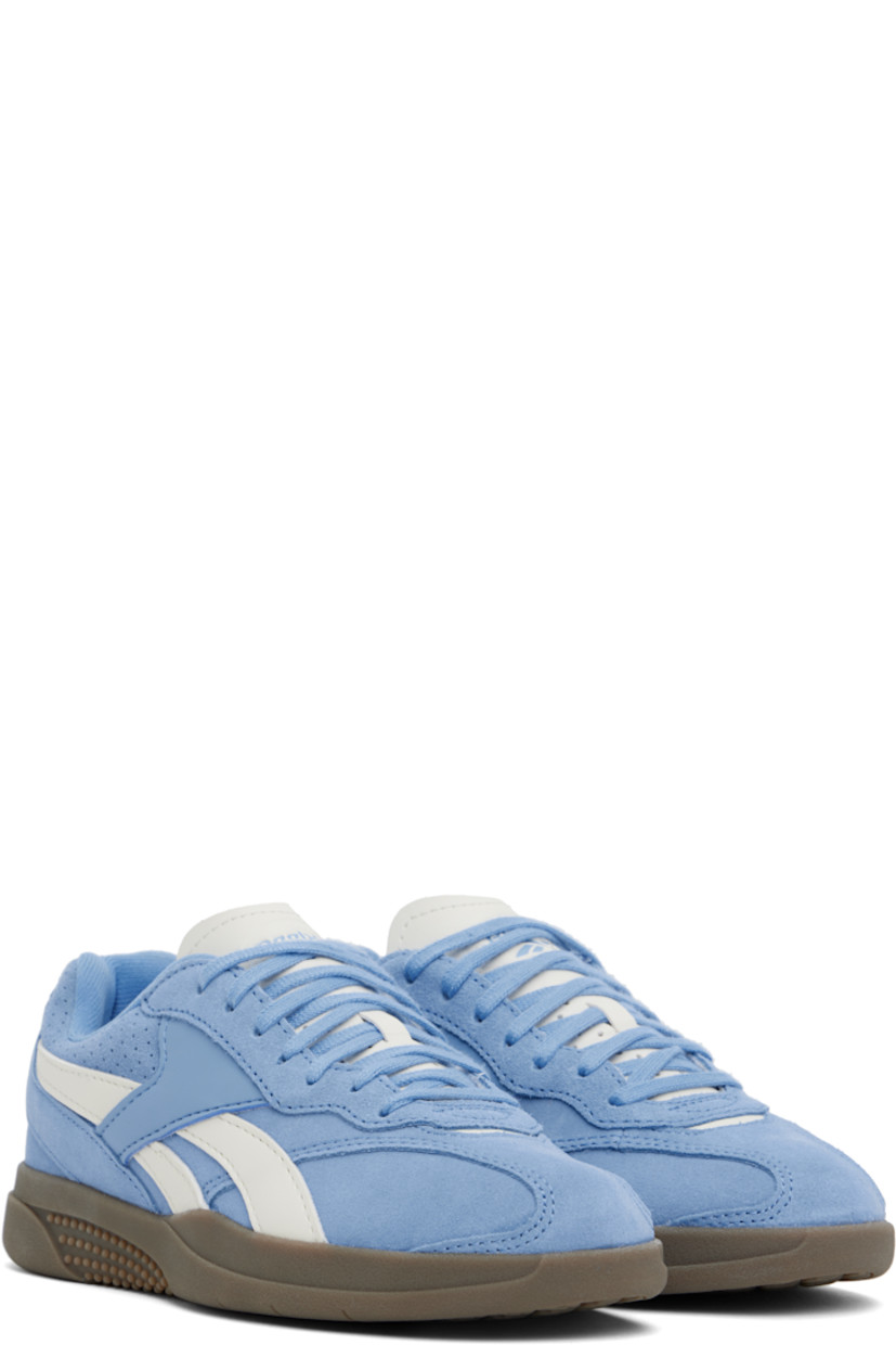 Low-top suede and buffed faux-leather sneakers in blue and white.

· Lace-up closure
· Logo embossed at padded tongue
· Padded collar
· Signature stripes at sides
· Perforated detailing at sides and heel tab
· Logo embroidered at heel counter
· Jersey lining
· Treaded rubber sole

Supplier color: Essential blue/Chalk/Gum