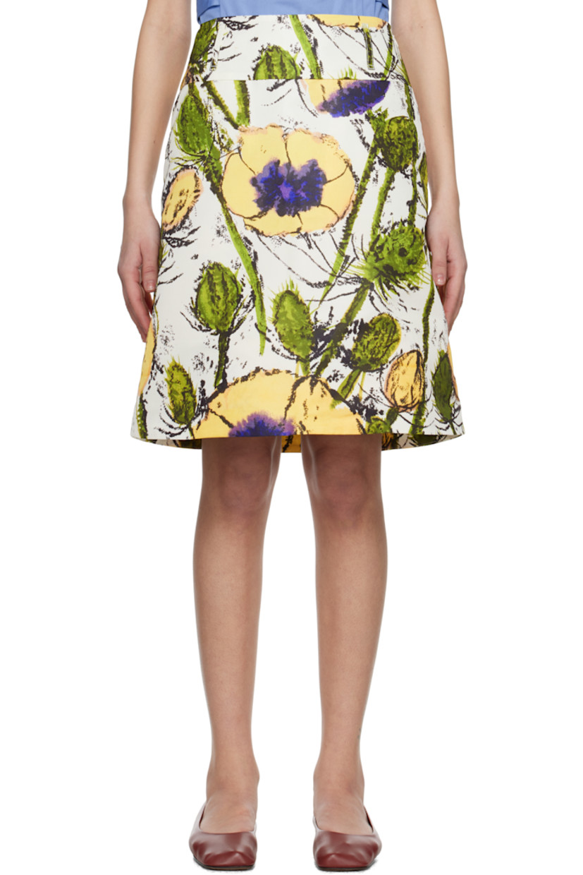 Polyester twill midi skirt. Floral pattern printed throughout. 

· Belt loops
· Concealed zip closure at side 
· Full cupro satin lining

Featuring artwork by Althea McNish.

Supplier color: Poppy yellow