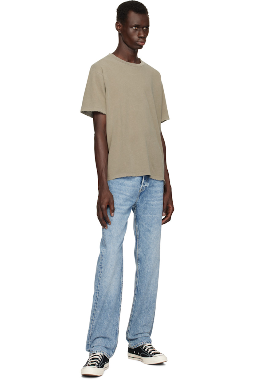 Boxy-fit cotton jersey T-shirt. 

· Distressing at crewneck, hem, and cuffs
· Cropped hem
· Dropped shoulders

Supplier color: Vintage army
