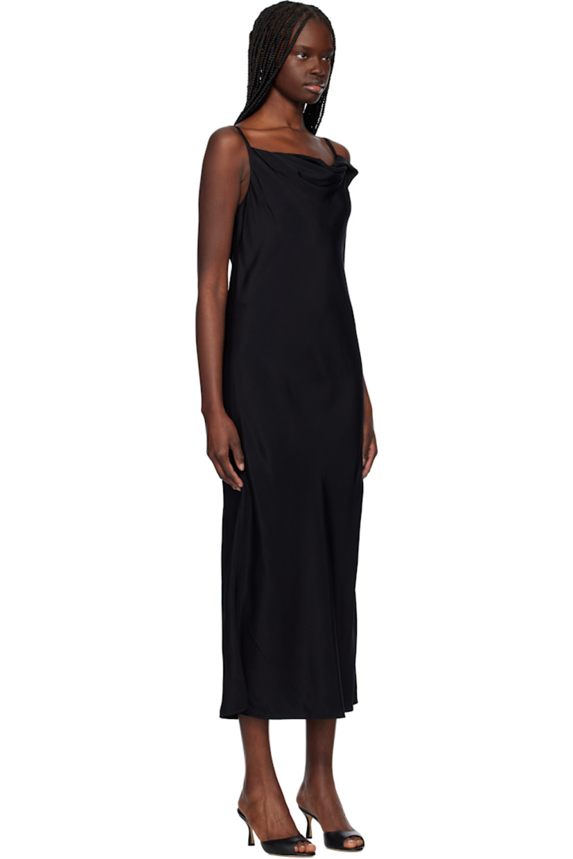 Bias-cut viscose satin midi dress.

· Cowl neck
· Fixed spaghetti straps
· Partially lined

Supplier color: Black