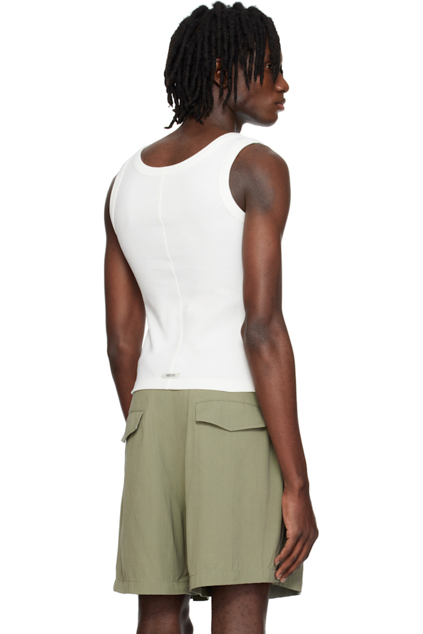 Slim-fit stretch cotton jersey tank top.

· Rib-knit scoop neck and armscyes
· Central seam at back 
· Logo flag at back hem

Supplier color: Off white