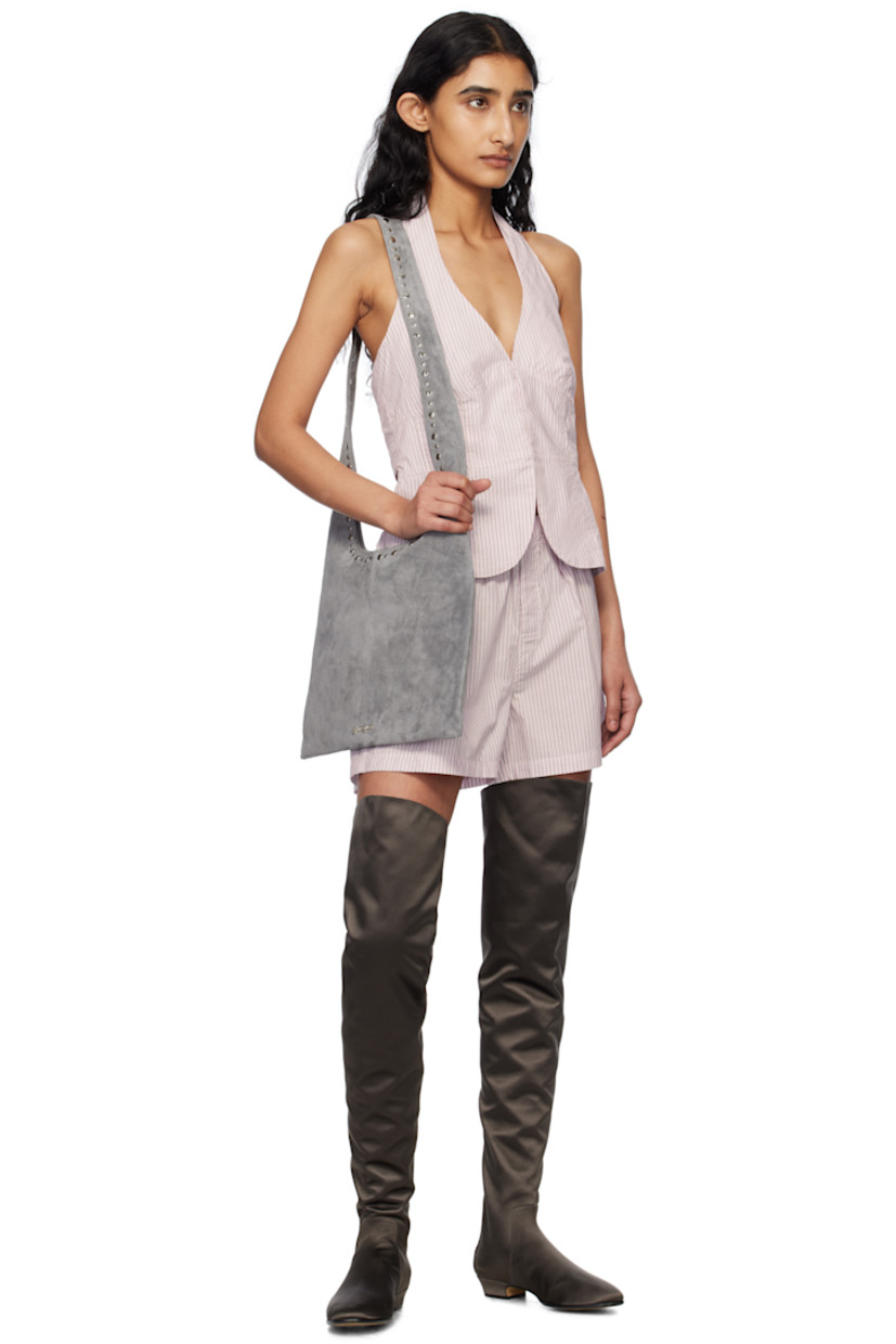 Cotton poplin shorts. Striped throughout.

· Elasticized waistband
· Button fly
· Logo embroidered at front hem 

Supplier color: Pink/Grey