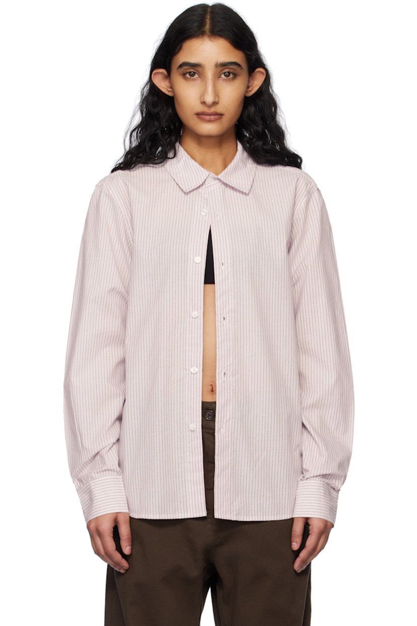Cotton poplin shirt. Striped throughout. 

· Spread collar
· Button closure
· Shirttail hem
· Single-button barrel cuffs
· Twin pleats at yoke

Supplier color: Pink