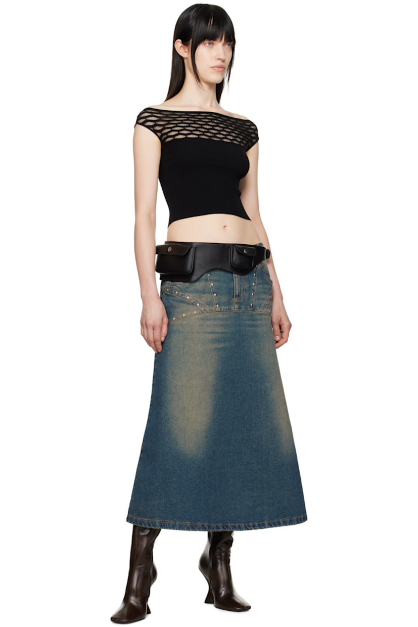 Rib-knit viscose- and polyester-blend T-shirt.

· Alternate function as turtleneck
· Off-the-shoulder construction
· Rolled edge at open-knit straight neck

Available exclusively at SSENSE.

Supplier color: Black