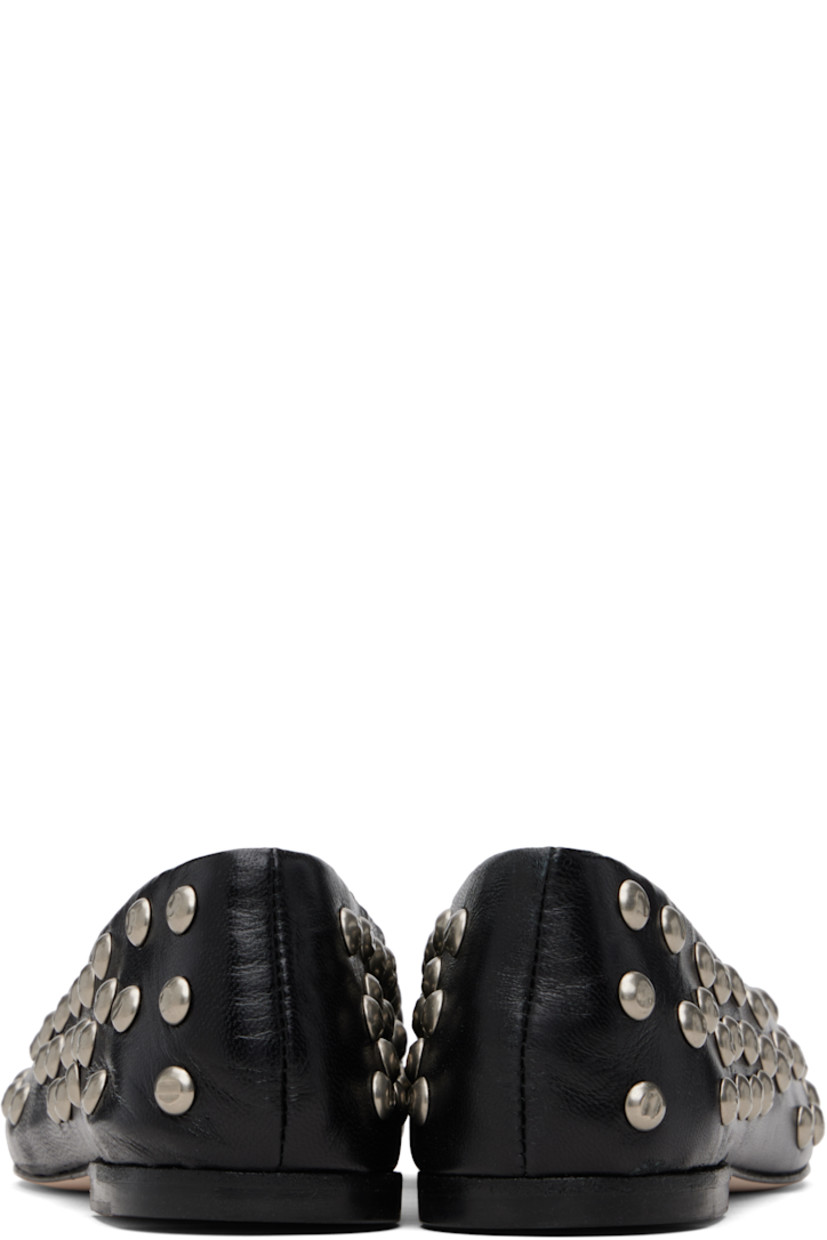 Buffed leather ballerina flats.

· Studs throughout
· Stacked leather heel with rubber injection
· Leather sole

Supplier color: Black