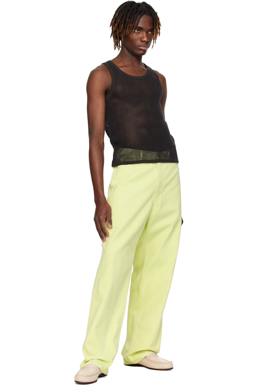 Organic cotton fishnet tank top. 

· Rib-knit scoop neck, hem, and armscyes
· Jersey panel at shoulders

Supplier color: Black