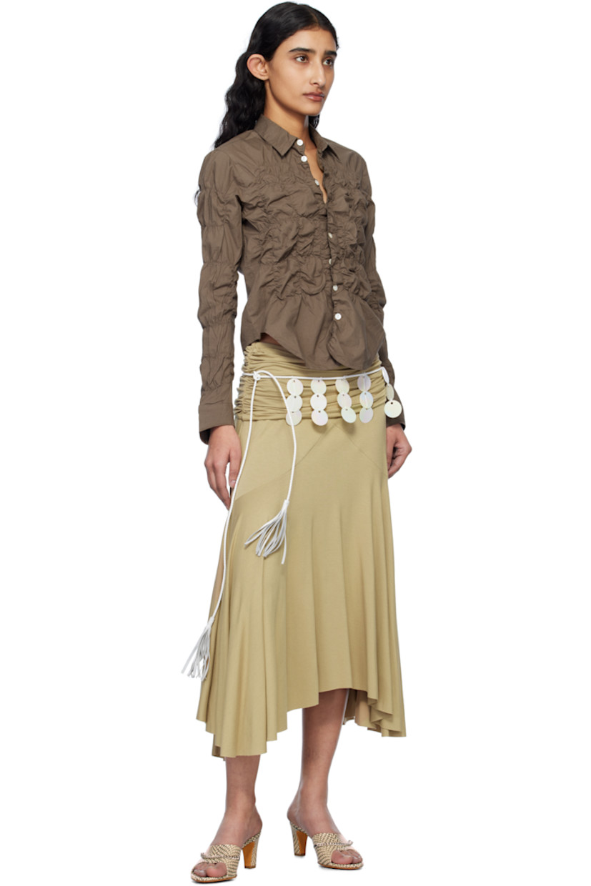 Snake-embossed calfskin sandals in beige.

· Open toe
· Curb chain appliqué at vamp
· Logo embossed at padded leather footbed
· Covered stiletto heel with rubber injection
· Nubuck sole
· Heel: H2.75"

Supplier color: Cape cobra