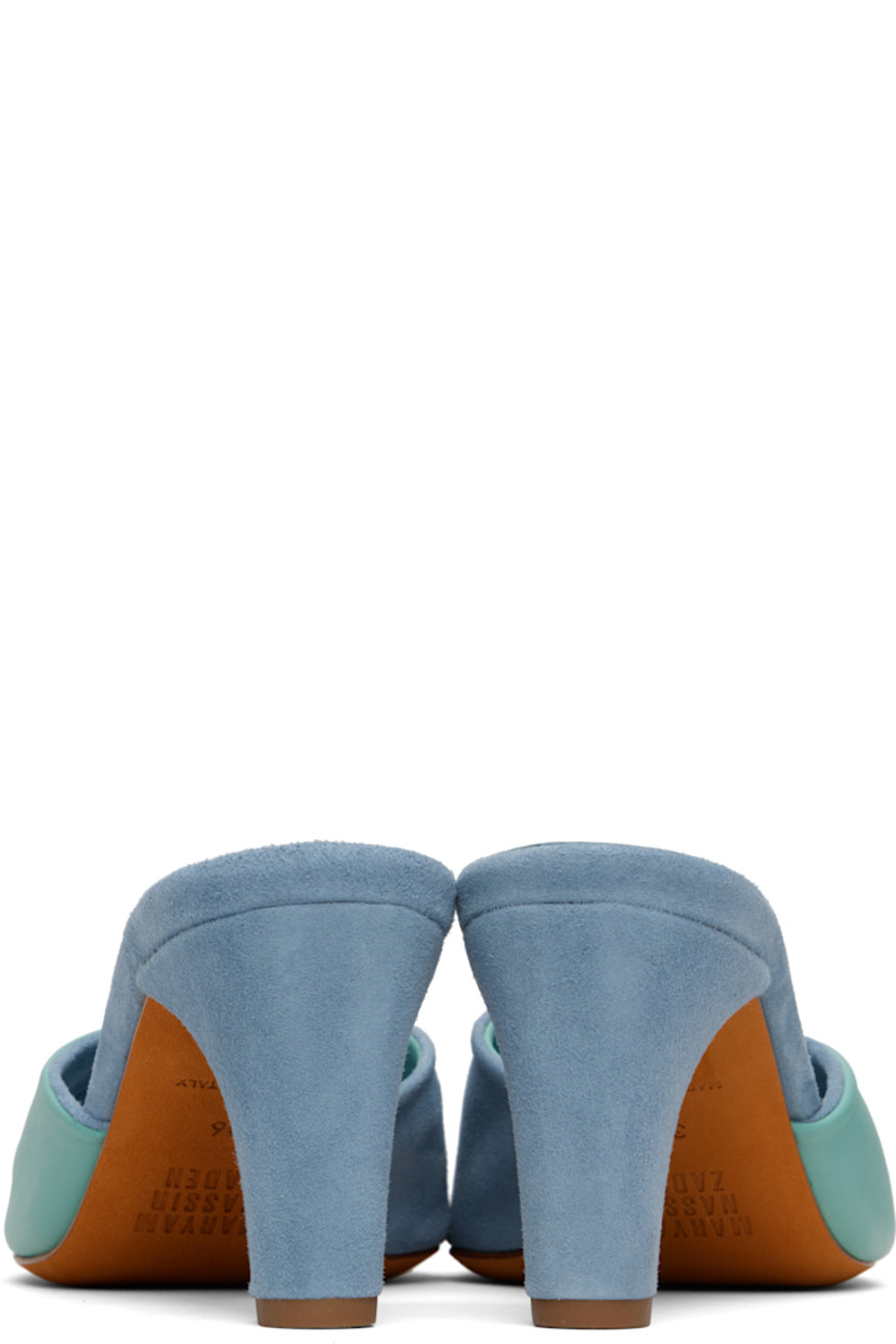Grained calfskin and suede heeled sandals. 

· Open square toe 
· Twisted detailing at vamp
· Covered block heel with rubber injection
· Suede sole 
· Heel: H3"

Supplier color: Ice calf