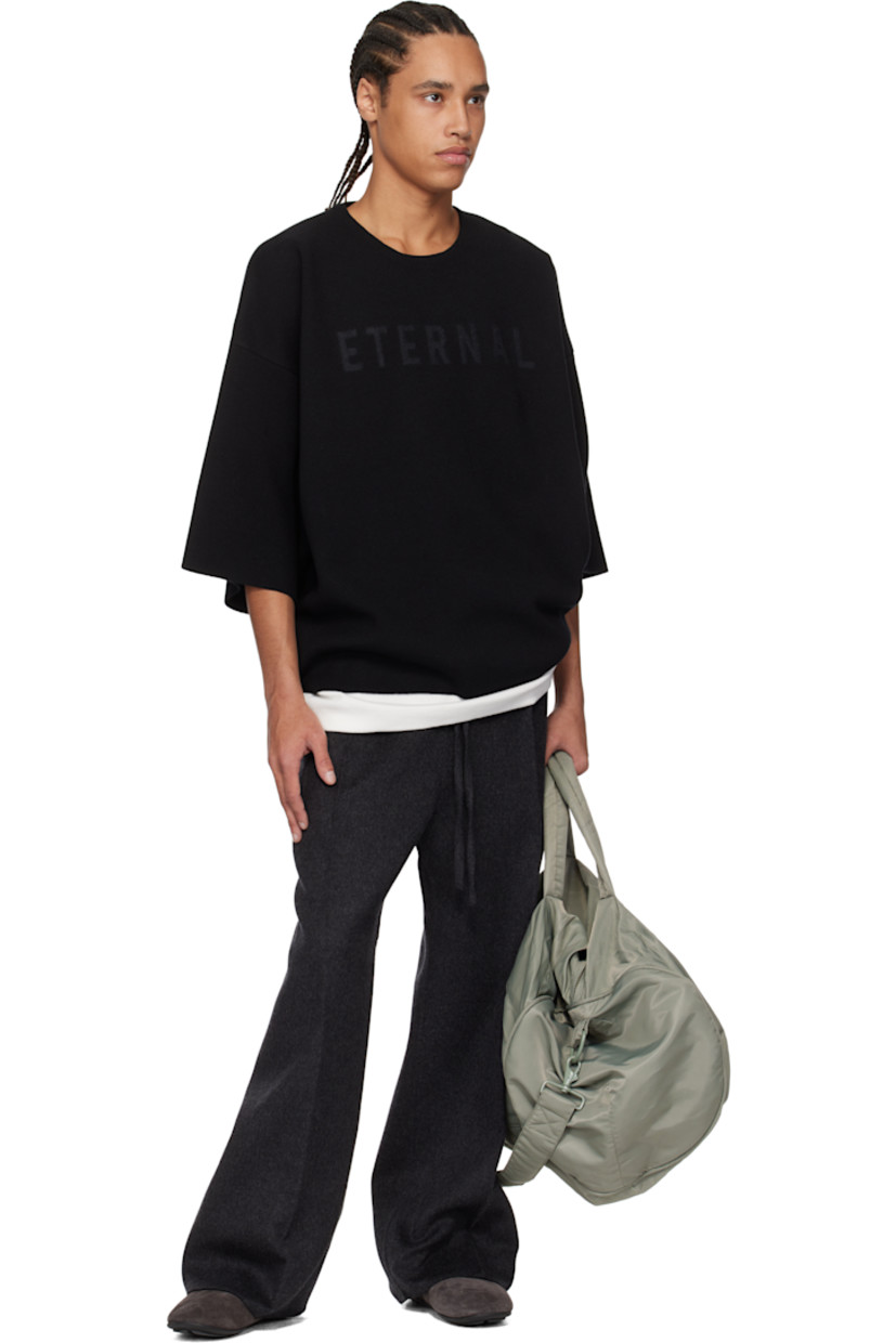 Heavyweight virgin wool- and cashmere-blend felted trousers. 

· Wide-leg
· Drawstring at elasticized waistband 
· Two-pocket styling 
· Pleats and rubberized logo patch at front 
· Creased legs 

Supplier color: Charcoal