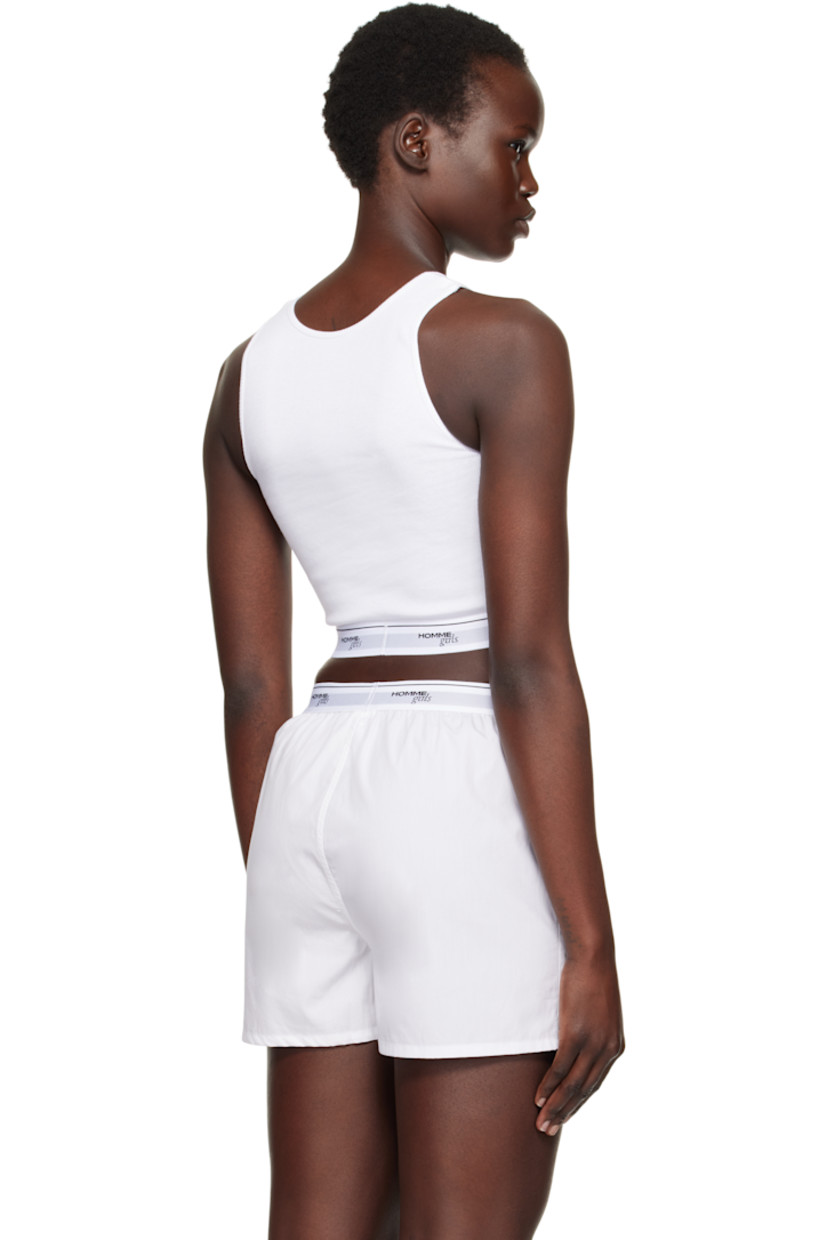Stretch cotton ribbed jersey tank top.

· Scoop neck
· Logo-woven elasticized cropped hem

Supplier color: White