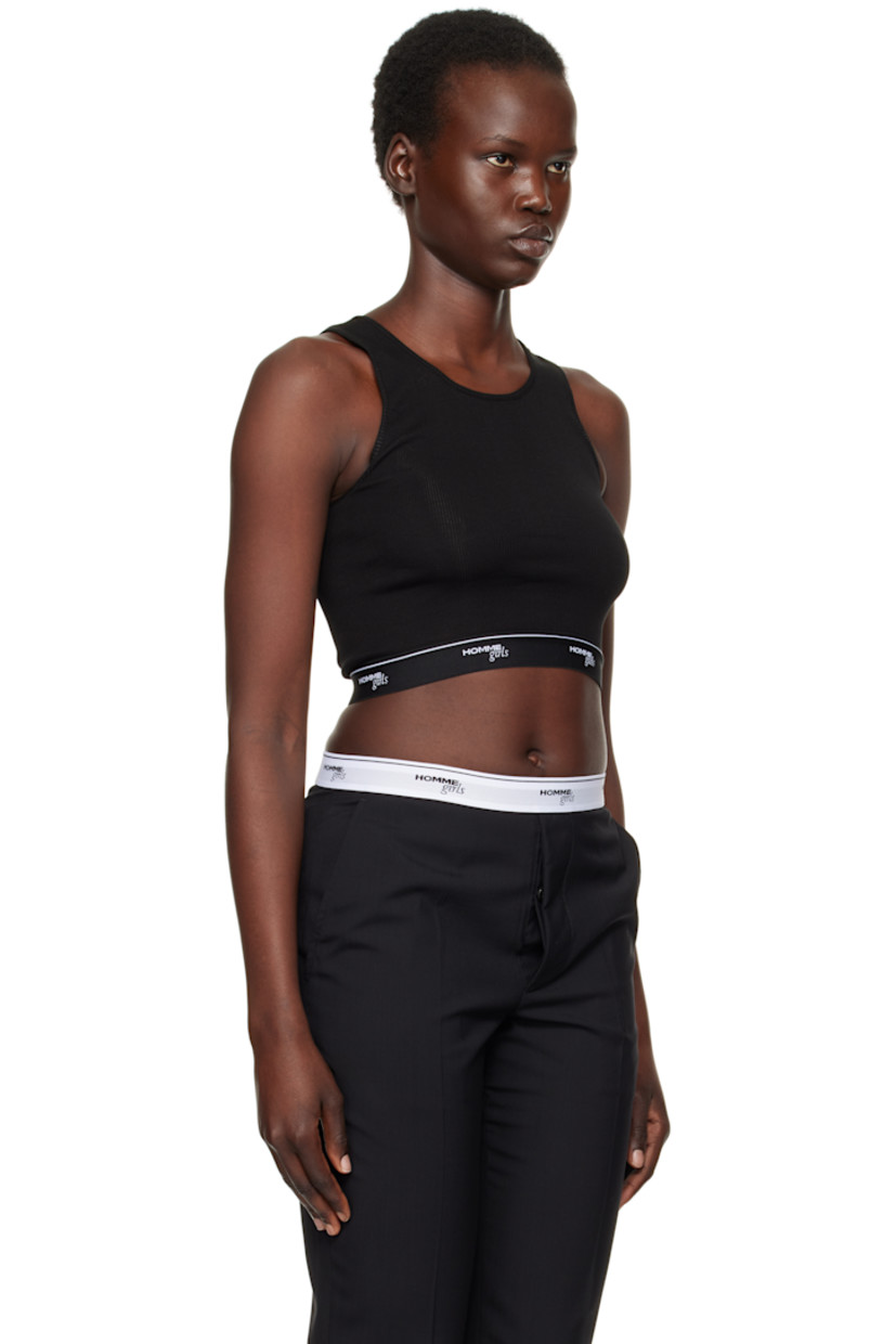 Stretch cotton ribbed jersey tank top.

· Scoop neck
· Logo-woven elasticized cropped hem

Supplier color: Black