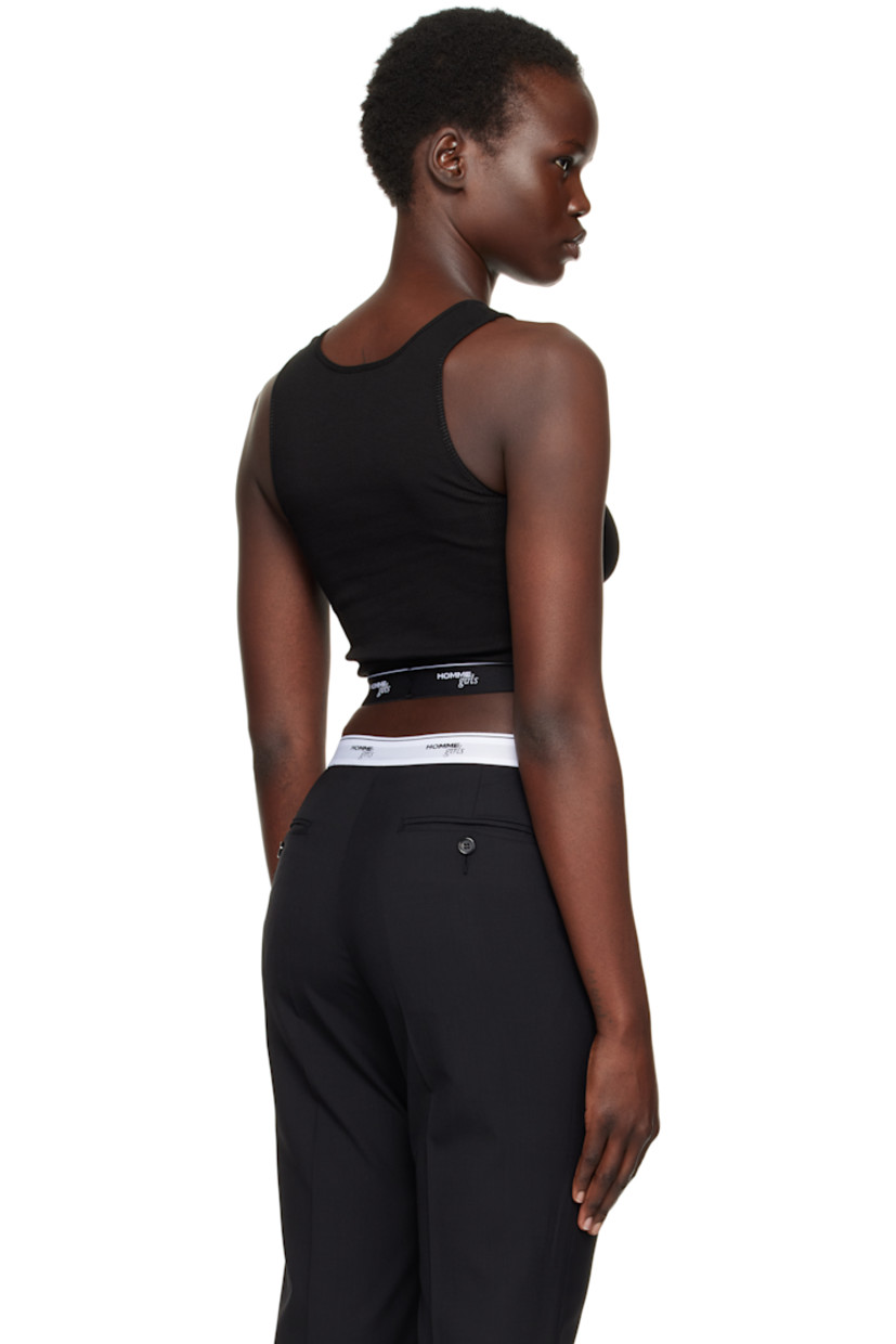 Stretch cotton ribbed jersey tank top.

· Scoop neck
· Logo-woven elasticized cropped hem

Supplier color: Black