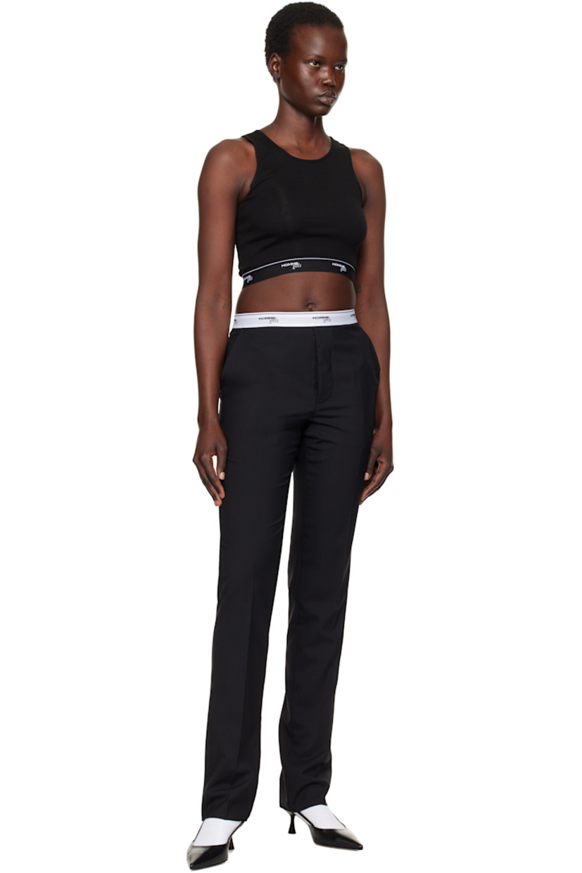 Stretch cotton ribbed jersey tank top.

· Scoop neck
· Logo-woven elasticized cropped hem

Supplier color: Black