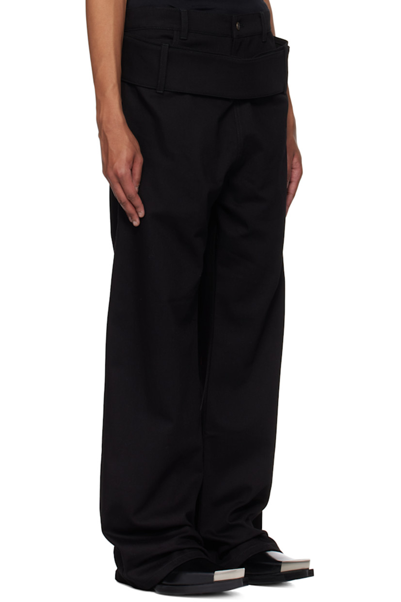 Baggy-fit stretch denim jeans.

· Layered construction
· Belt loops
· Five-pocket styling
· Zip-fly
· Integrated belt at layered waistband
· Logo embroidered at back

Supplier color: Black