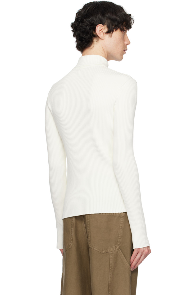 Rib-knit viscose-blend sweater.

· Mock neck
· Embroidered logo patch at chest

Part of the Reedition collection.

Supplier color: Heritage white