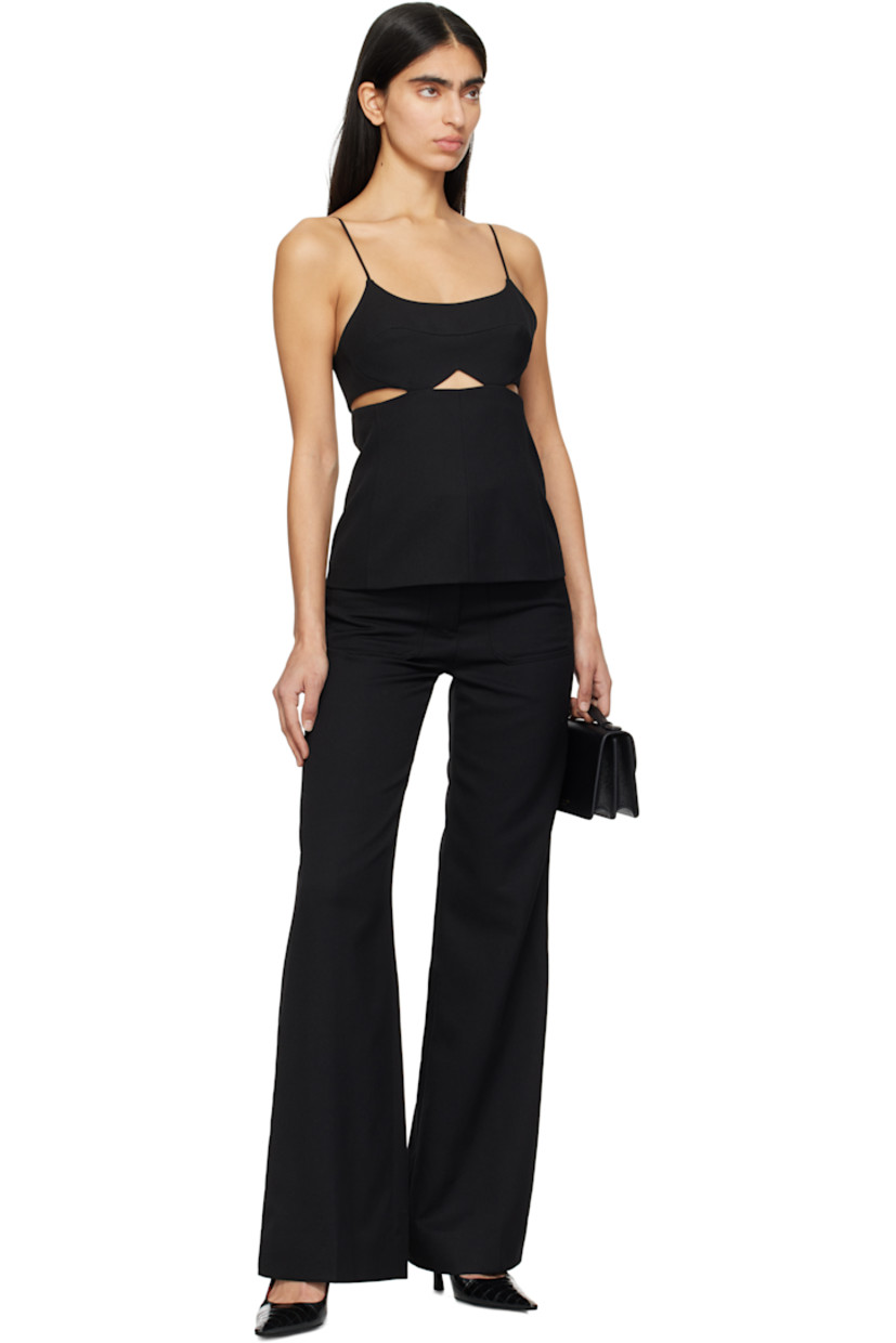 Polyester- and virgin wool-blend grain de poudre camisole.

· Paneled construction
· Scoop neck
· Cutouts at waist
· Fixed spaghetti straps
· Zip closure at back

 Supplier color: Black
