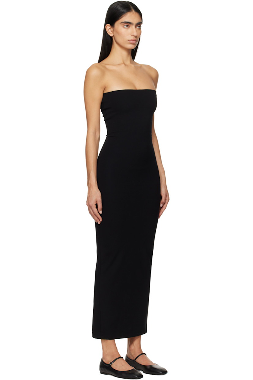 Stretch viscose-blend ponte midi dress.

· Straight neck
· Central vent at back hem

Supplier color: Black