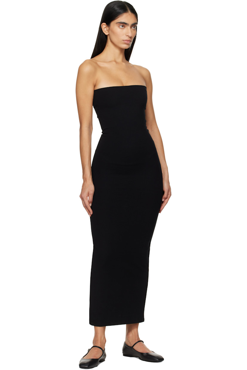 Stretch viscose-blend ponte midi dress.

· Straight neck
· Central vent at back hem

Supplier color: Black