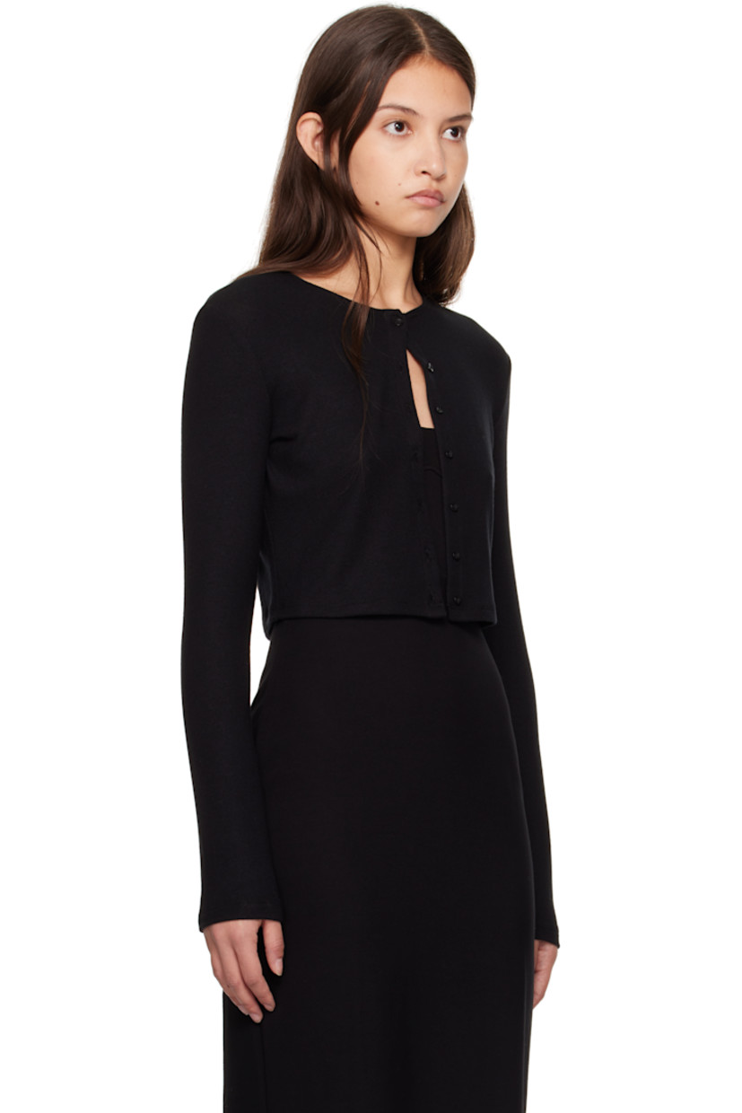 Brushed stretch polyester- and rayon-blend jersey cardigan.

· Crewneck
· Button closure
· Cropped hem

Supplier color: Black
