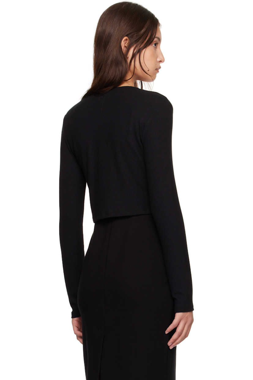 Brushed stretch polyester- and rayon-blend jersey cardigan.

· Crewneck
· Button closure
· Cropped hem

Supplier color: Black