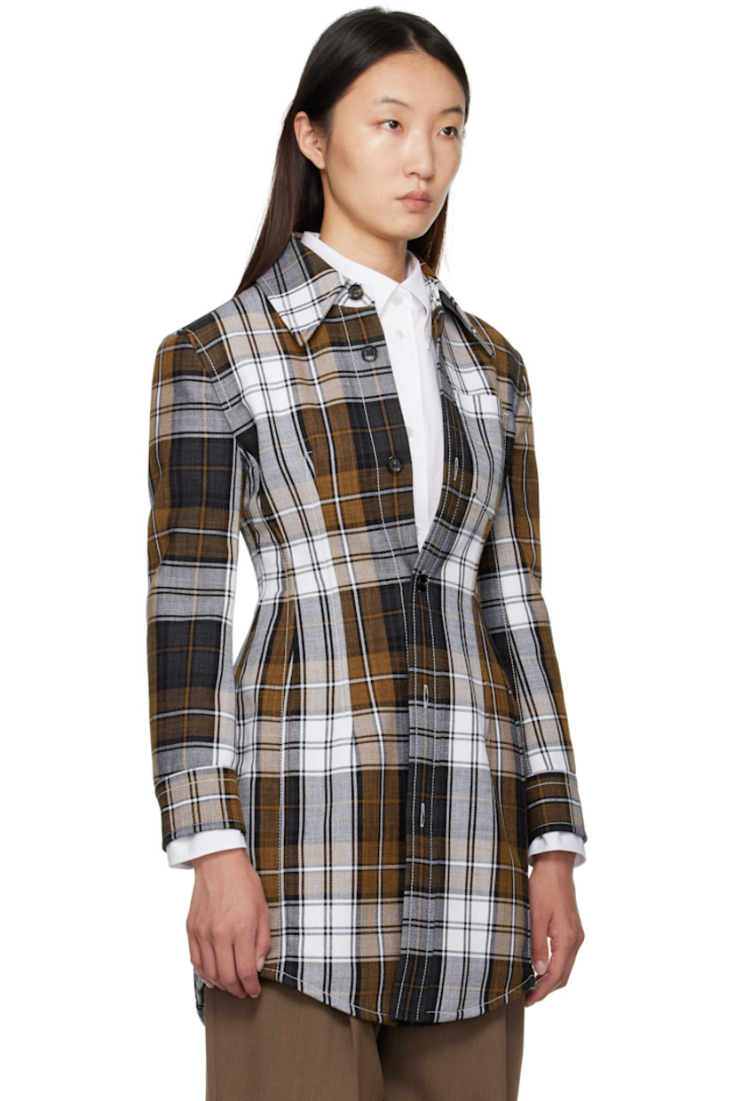 Slim-fit lightweight cotton- and viscose-blend canvas coat.

· Check pattern throughout
· Spread collar
· Button closure
· Darts at waist
· Shirttail hem
· Buttoned barrel cuffs
· Partial satin lining

Supplier color: Vulcano/Chalk/Jute