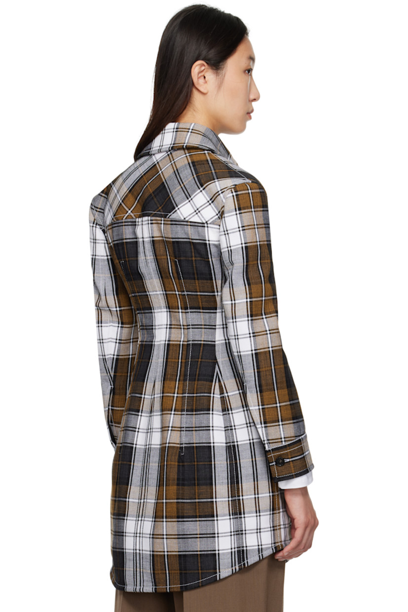 Slim-fit lightweight cotton- and viscose-blend canvas coat.

· Check pattern throughout
· Spread collar
· Button closure
· Darts at waist
· Shirttail hem
· Buttoned barrel cuffs
· Partial satin lining

Supplier color: Vulcano/Chalk/Jute