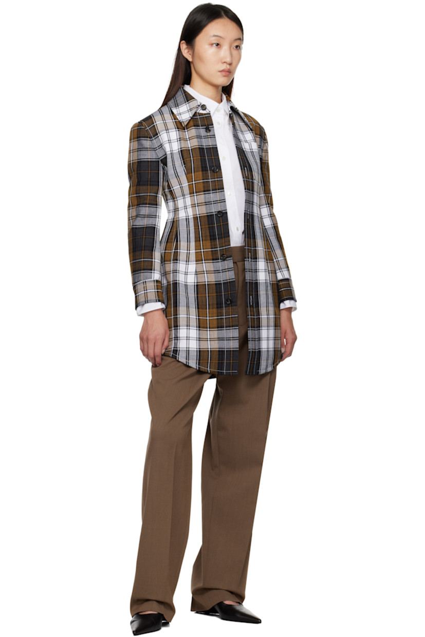 Slim-fit lightweight cotton- and viscose-blend canvas coat.

· Check pattern throughout
· Spread collar
· Button closure
· Darts at waist
· Shirttail hem
· Buttoned barrel cuffs
· Partial satin lining

Supplier color: Vulcano/Chalk/Jute