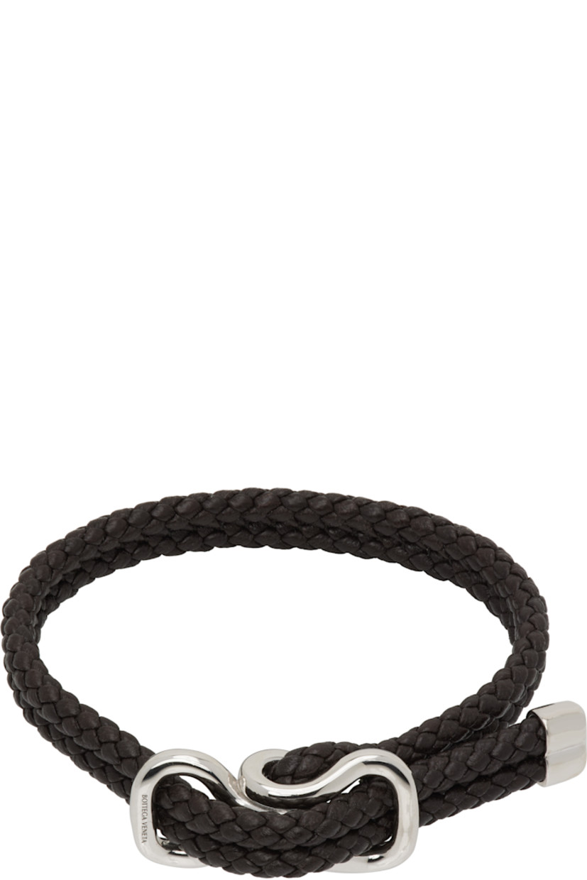 Tiered braided nappa leather bracelet in brown. 

· Cinch fastening 
· Logo-engraved sterling silver hardware 
· L9"

Supplier color: Fondant