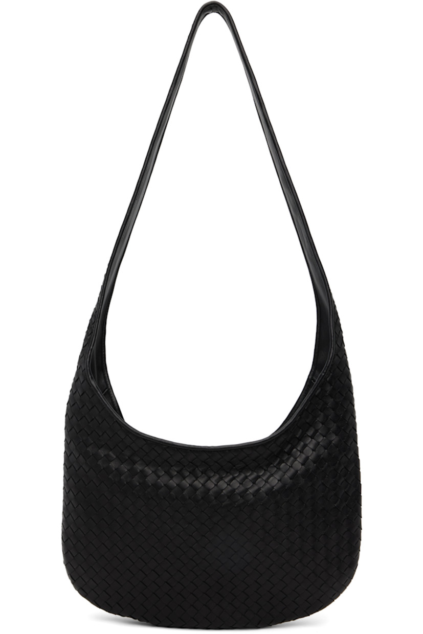 Intrecciato-woven grained lambskin messenger bag.

· Fixed crossbody strap
· Zip closure
· Patch pocket and zip pocket at interior
· Suede lining in green
· H10" x W14.5" x D2"

Supplier color: Black