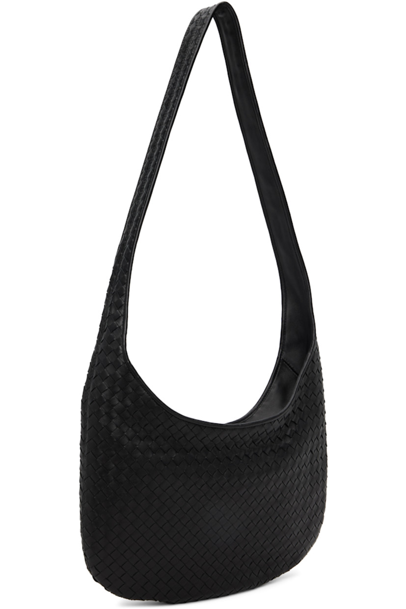 Intrecciato-woven grained lambskin messenger bag.

· Fixed crossbody strap
· Zip closure
· Patch pocket and zip pocket at interior
· Suede lining in green
· H10" x W14.5" x D2"

Supplier color: Black
