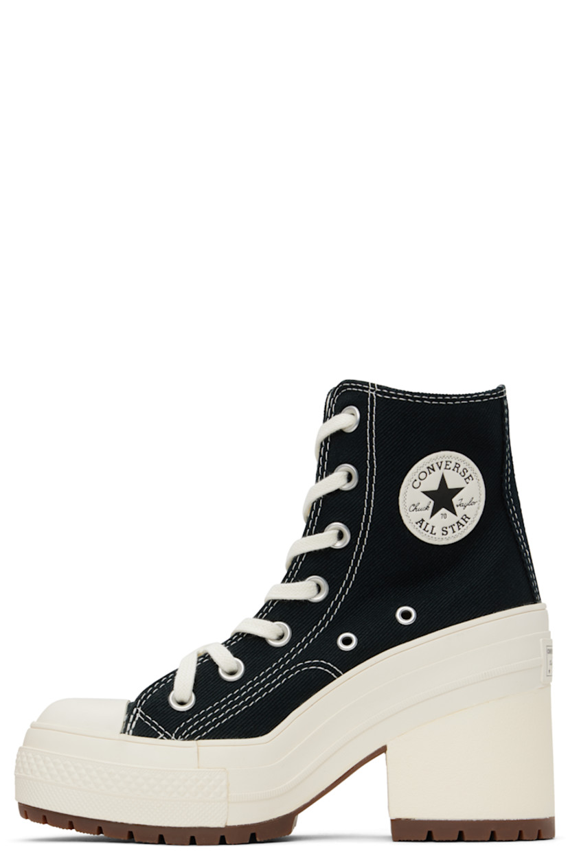 Cotton twill heeled sneakers in black.

· Rubber cap toe
· Lace-up closure
· Logo patch and eyelets at inner side
· Rubberized logo patch at heel
· Canvas lining
· Cushioned OrthoLite® footbed
· Foam rubber block heel
· Treaded rubber sole
· Contrast stitching in white
· Heel: H3.5"

Supplier color: Black/Egret/Egret