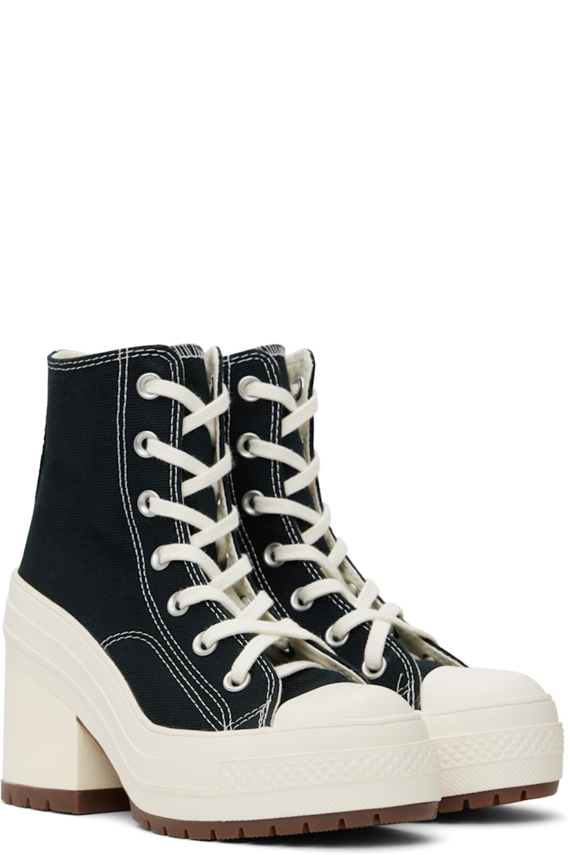 Cotton twill heeled sneakers in black.

· Rubber cap toe
· Lace-up closure
· Logo patch and eyelets at inner side
· Rubberized logo patch at heel
· Canvas lining
· Cushioned OrthoLite® footbed
· Foam rubber block heel
· Treaded rubber sole
· Contrast stitching in white
· Heel: H3.5"

Supplier color: Black/Egret/Egret