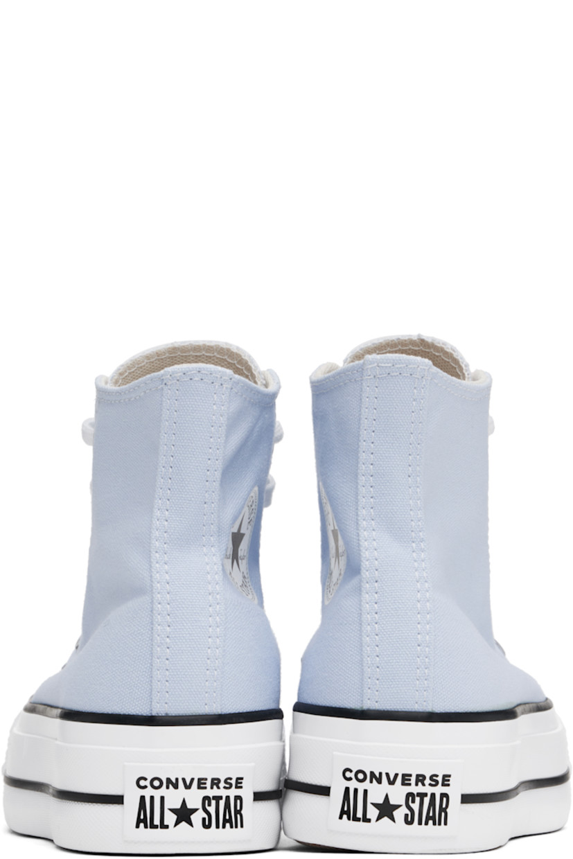High-top canvas sneakers in blue.

· Rubber cap toe
· Lace-up closure
· Logo patch and eyelets at inner side
· Cushioned OrthoLite® footbed
· Mesh lining
· Rubberized logo patch at heel
· Treaded rubber platform sole
· Platform: H1.5"

Supplier color: Blue supermoon/Natural ivory
