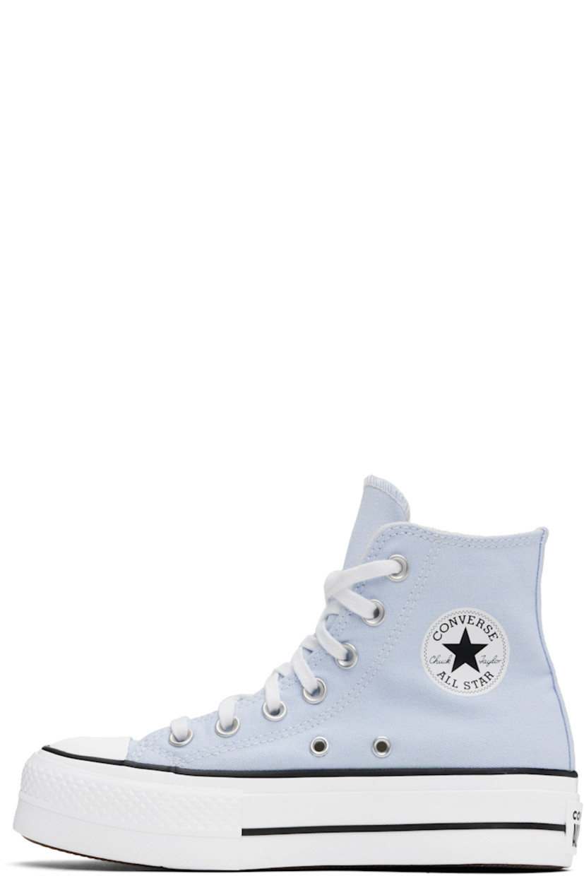 High-top canvas sneakers in blue.

· Rubber cap toe
· Lace-up closure
· Logo patch and eyelets at inner side
· Cushioned OrthoLite® footbed
· Mesh lining
· Rubberized logo patch at heel
· Treaded rubber platform sole
· Platform: H1.5"

Supplier color: Blue supermoon/Natural ivory