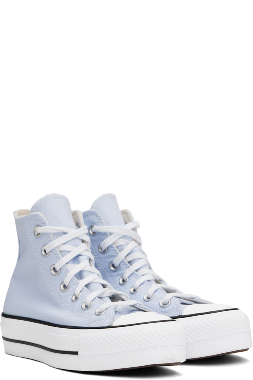 High-top canvas sneakers in blue.

· Rubber cap toe
· Lace-up closure
· Logo patch and eyelets at inner side
· Cushioned OrthoLite® footbed
· Mesh lining
· Rubberized logo patch at heel
· Treaded rubber platform sole
· Platform: H1.5"

Supplier color: Blue supermoon/Natural ivory