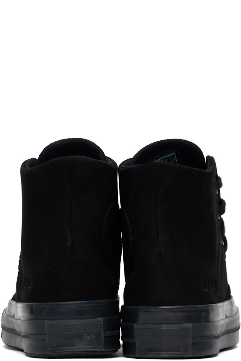 High-top nubuck and suede sneakers in black.

· Lace-up closure
· Text embossed at outer side
· Suede logo patch at inner side
· Mesh lining 
· Cushioned CX Foam insole 
· Textured platform rubber midsole
· Treaded rubber sole
· Platform: H1.5"

Supplier color: Black/Black/Black