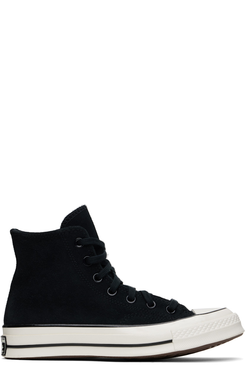 High-top suede sneakers in black.

· Rubber cap toe
· Lace-up closure
· Logo patch and eyelets at inner side
· Canvas lining
· Rubber logo patch at heel
· Stripe at textured rubber midsole
· Treaded rubber sole

Supplier color: Black/Bite the dust/Egret