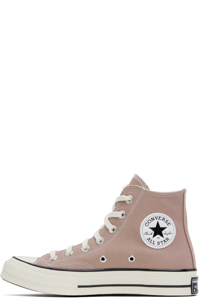 High-top canvas sneakers in taupe.

· Rubber cap toe
· Lace-up closure
· Logo patch and eyelets at inner side
· Rubberized logo patch at heel
· Cushioned OrthoLite® footbed
· Treaded rubber sole
· Contrast stitching in off-white

Supplier color: Bite the dust/Egret/ Black
