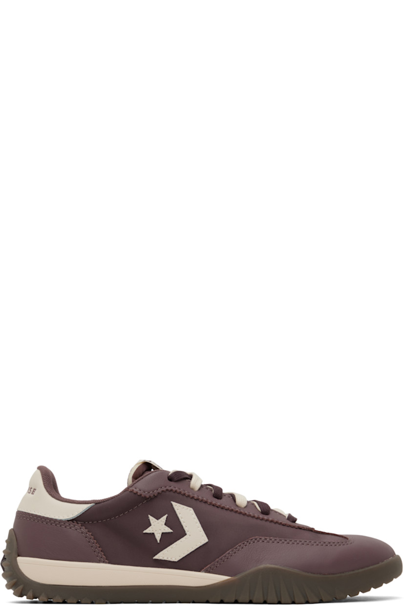 Low-top grained leather and nylon canvas sneakers in burgundy. 

· Lace-up closure
· Logo flag at padded tongue
· Padded collar
· Logo appliqué at sides
· Logo embossed at heel tab
· Rubberized logo appliqué at heel
· Cushioned CX foam footbed
· Mesh lining
· Treaded rubber sole

Supplier color: Trail mixed/Natural ivory