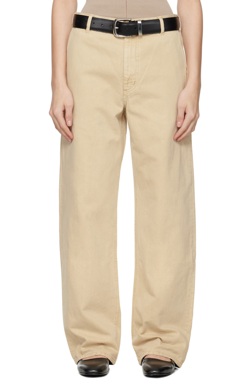 Wide-leg non-stretch organic cotton denim jeans. Fading throughout.

· Mid-rise
· Belt loops
· Four-pocket styling
· Zip fly
· Logo patch at back waistband

Supplier color: Tea stain
